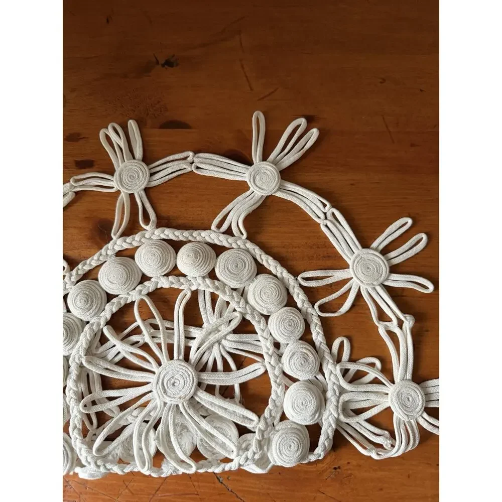 Vintage Macrame Mandala Off White Wall Decor Boho Lace Doily Romanian Style